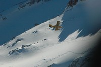 HB-ORV en reconnaissance au Trient. Photo: Martial Mathieu - 10.02.2008